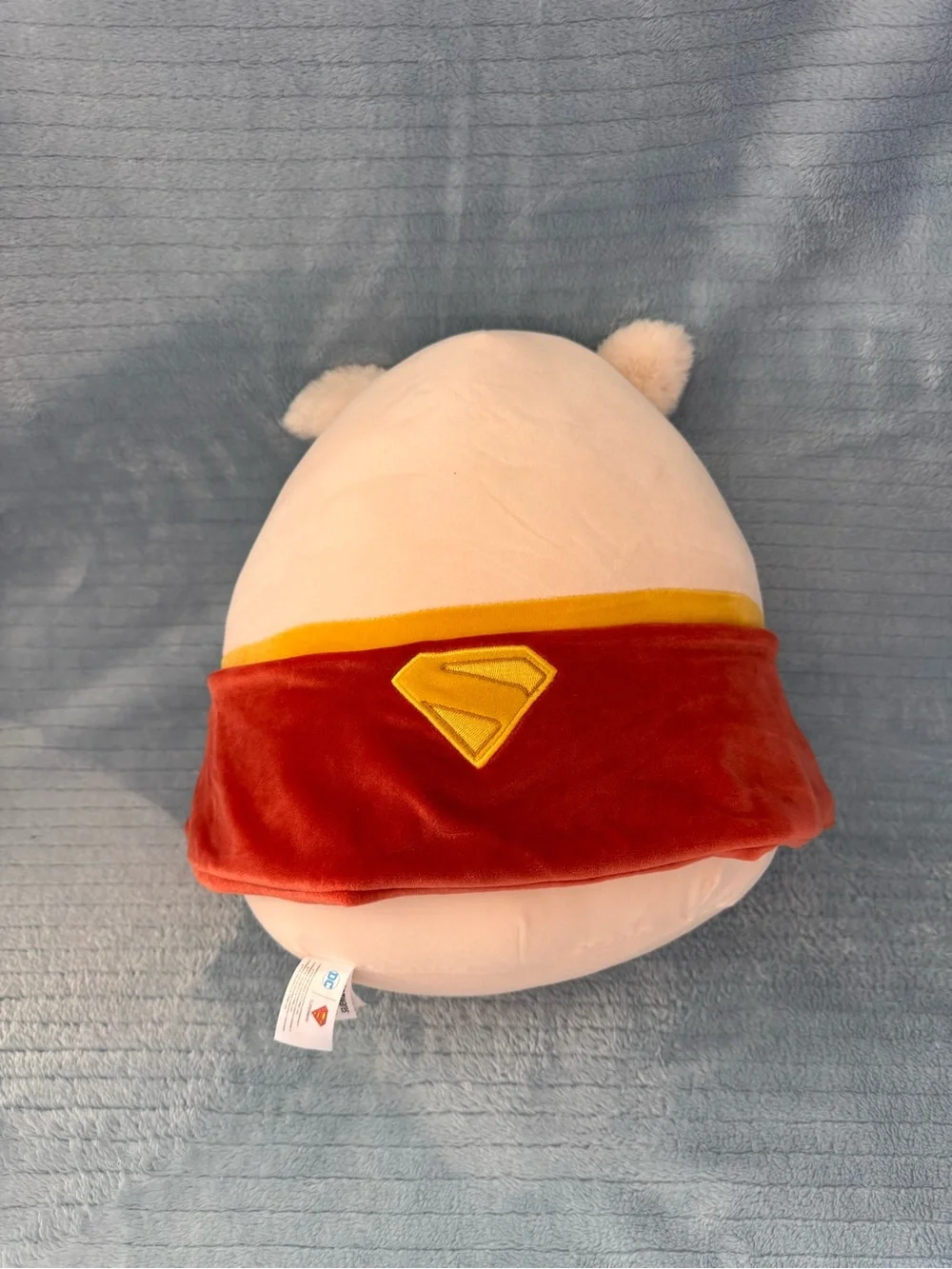 DC Comics White 12” Krypto Squishmallow Plush with Yellow Collar, Red Cape NWT